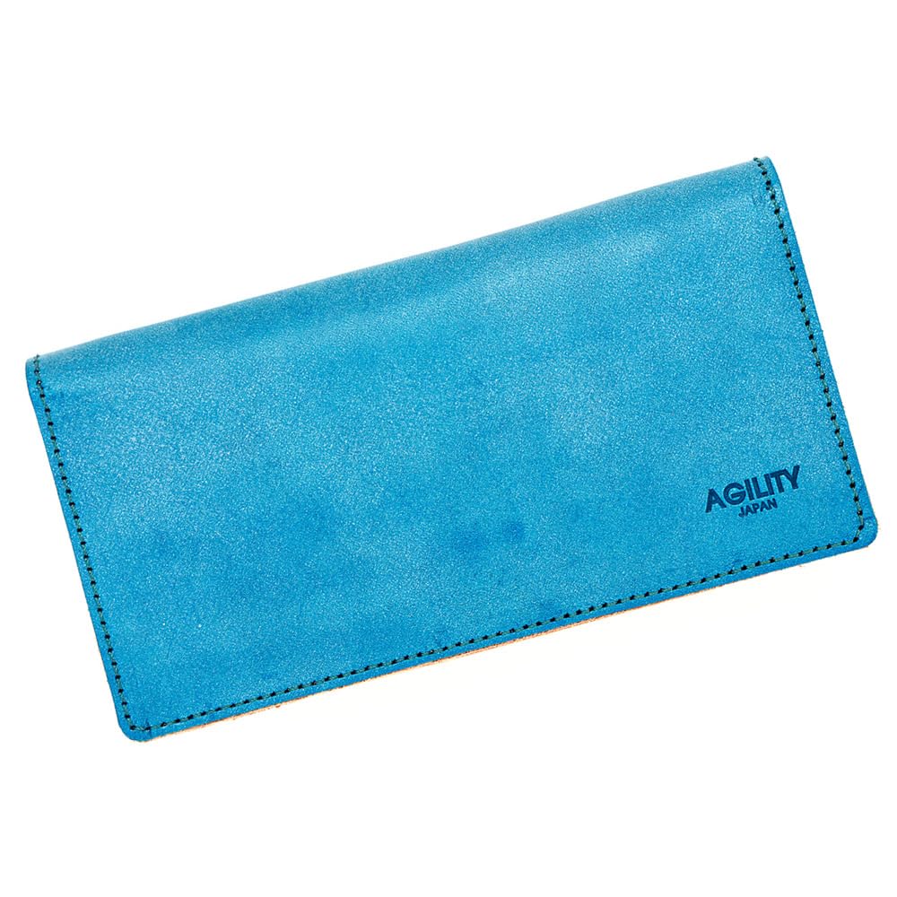 AGILITY 青色 長財布 ジッパーポケット付き AGILITY 長財布 ラウンドファスナー 大容量 メンズ レディース